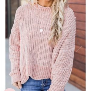 Pink scallop bottom sweater